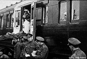 Soldiers - possibly a demonstration of the train's workings